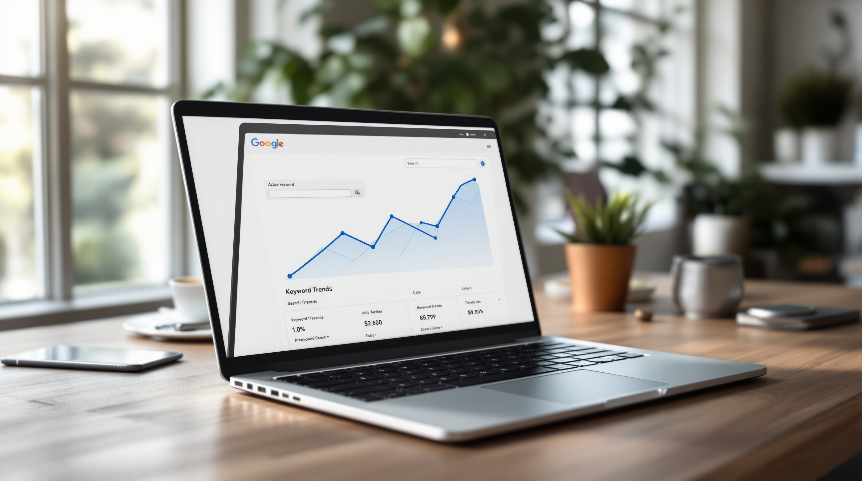 SEO analytics dashboard showing business growth